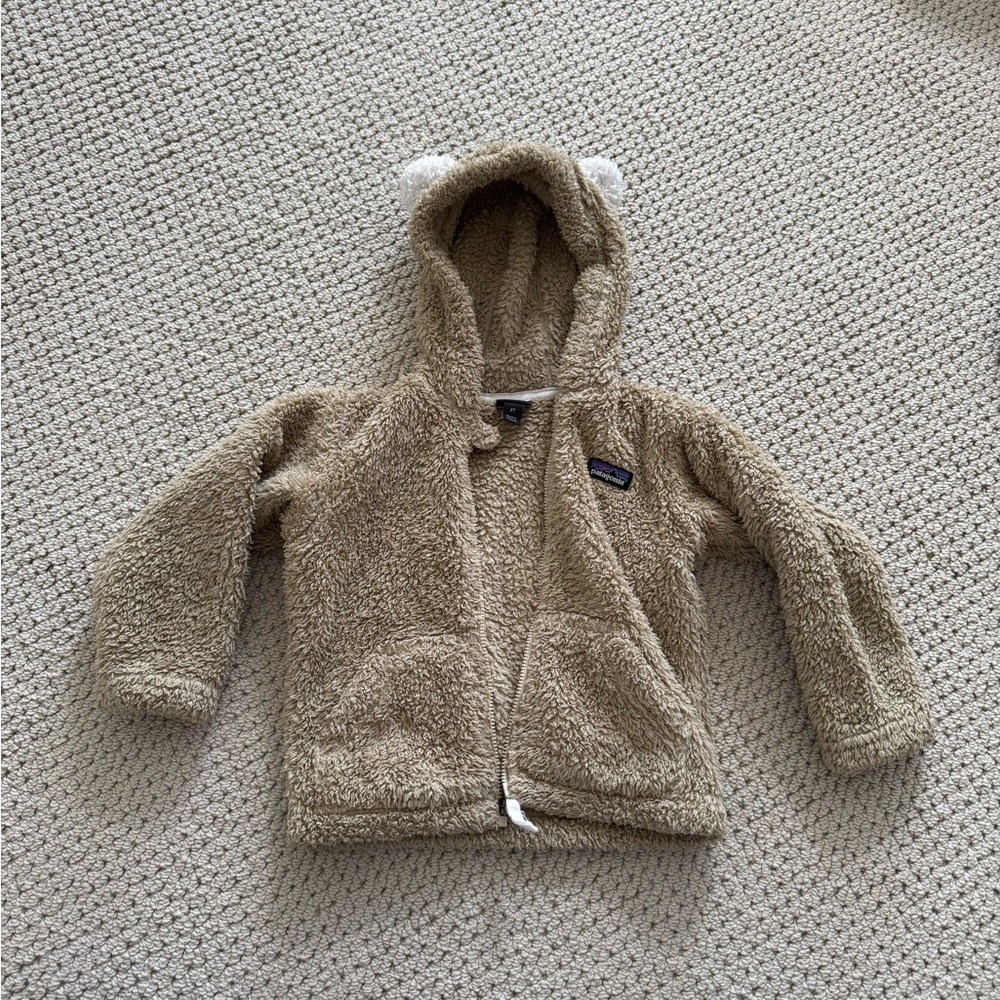 Patagonia Cozy Tan Sherpa Hoodie with Ears